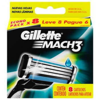 Carga para aparelho de barbear Gillette Mach3 - 8 unidades