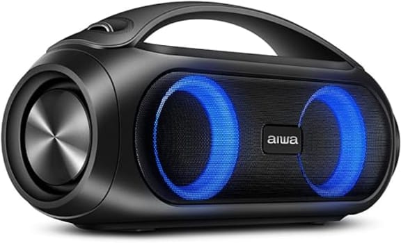 Caixa de Som Boombox AIWA Bluetooth IPX5, Luzes Multicores, com alça - AWS-BBS-02