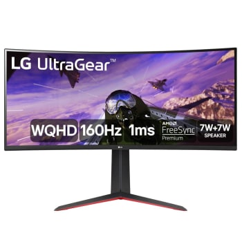 Monitor Gamer LG Ultragear LG 34" Curvo LED WQHD UltraWide 160Hz 1ms DisplayPort e HDMI AMD FreeSync Premium HDR10 99% sRGB - 34GP63A-B