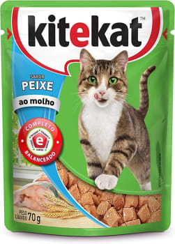 9 Unidades Ração Úmida Kitekat Sachê Peixe para Gatos Adultos Sabor Frutos do Mar 70g