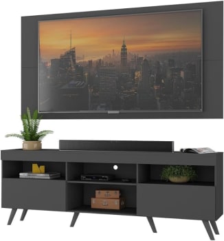 Rack c/Painel p/Tv até 65" e Pés Retrô Flórida Multimóveis Preto