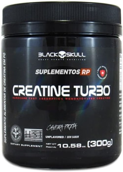 Creatine Turbo Monohidratada - 300G sem Sabor Black Skull