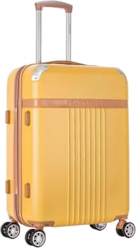 Mala de Viagem Médio de Despacho Athena 23kg Rígida ABS com 4 Rodas duplas 360º e Trava de segredo numérico TSA, divisória interna com zíper e elástico de fixação, Amarelo, Santino - ABGV182M20