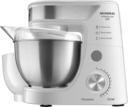 Batedeira Planetária, Mondial, Branco/Inox, 700W, 110V - BP-02P-W-TI