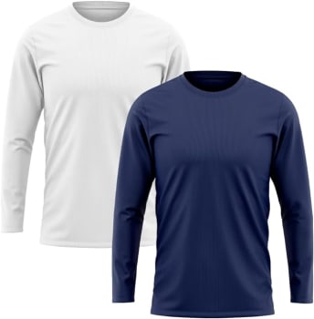 Kit 2 Camiseta DF Masculina Manga Longa Proteção Solar UV +50 Segunda Pele