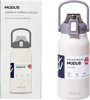 Garrafa Térmica Isolada a Vácuo De Aço Inoxidável 304 1700ML Grande Capacidade Com Canudo (Branco)