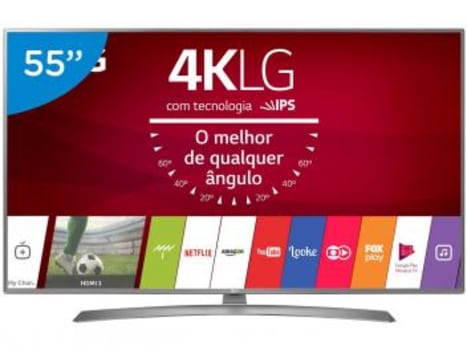 Smart TV LED 55" LG 4K/Ultra HD 55UJ6585 webOS - Conversor Digital 2 USB 4 HDMI