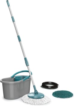 Flash Limp MOP9379 - Mop FIT Giratório 3 em 1, balde com 8 Litros e 3 opções de Refis, ( microfibra, tira pó e limpeza pesada)