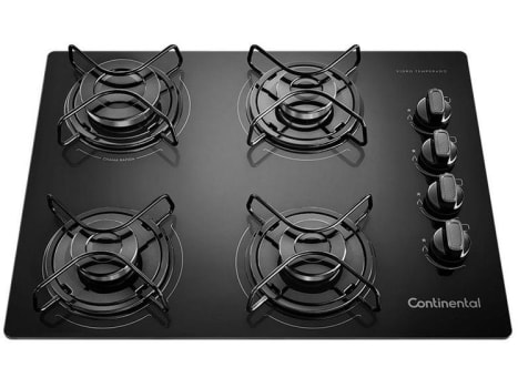 Cooktop 4 Bocas Continental a Gás GLP Preto - KC4GP - Cooktop 4 Bocas - Magazine {{route.pmdStoreName}}