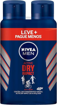 NIVEA MEN Desodorante Antitranspirante Aerossol Dry Impact 200ml - Alta proteção eficaz de 72 horas contra suor e mau odor, 2x mais ativos antitranspirantes e frescor o dia todo