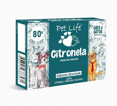 2 Unidades Sabonete Pet Life Citronela Cães e Gatos 75g