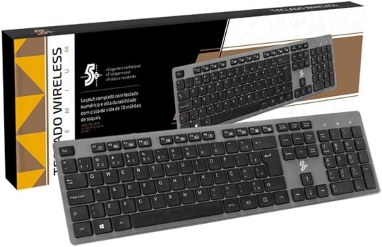 5+ Teclado Wireless 2.4Ghz Office Premium, 5+, Teclados