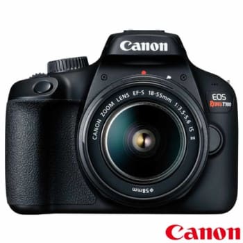 Câmera Digital Canon EOS Rebel T100 DSLR com 18 MP 3" Gravação em Full HD - T100 EF-S 18-55MM STM