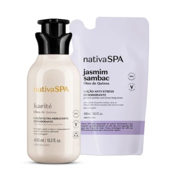 Combo Nativa SPA: Loção Hidratante Corporal Karité 400ml + Refil Hidratante Corporal Jasmim Sambac 400ml