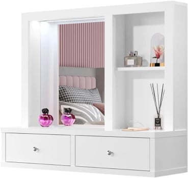 Penteadeira Camarin Suspensa com LED e USB Princess - Branca - TuttiCasa