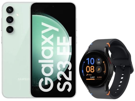 Samsung Galaxy S23 FE 5G 128GB  Verde + Smartwatch - Watch FE 40mm Preto 16GB Bluetooth