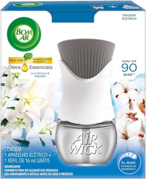 Air Wick Difusor Elétrico Bom Ar Lirio Branco E Algodão Aparelho + Refil 16Ml Azul