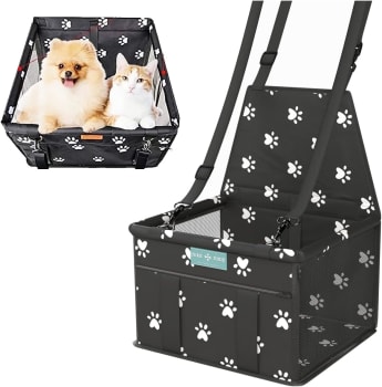 Assento Cadeira Pet Auto Carro Para Cão Gato Até 10Kg (Preto com Pata)