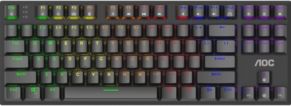 Teclado Mecânico Gamer AOC GK450 AOC Red Switch TKL US LED Rainbow Macro Manager