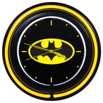 Relógio de Parede Dupla Neon Plástico e Vidro DC Comics Logo do Batman - Metrópole