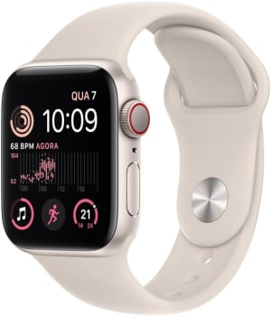 Apple Watch SE (2a geração) GPS + Cellular, Smartwatch com caixa estelar de alumínio – 40 mm • Pulseira esportiva estelar – Padrão