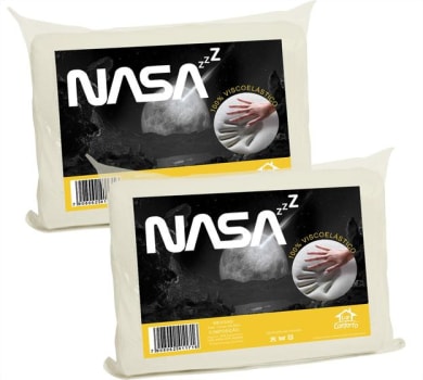 Kit 2 Travesseiro Nasa 14cm Altura Espuma Nasa Zz Antifungos - Lar Conforto