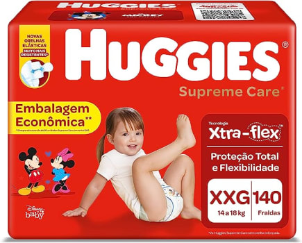 HUGGIES Fralda Supreme Care XXG - 140 fraldas, Cor: Vermelho