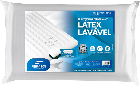 Travesseiro Fibrasca Látex Plus Sintético Lavável para Fronhas - 50x70cm