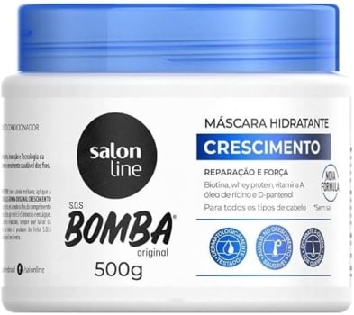 Salon Line, Máscara Capilar, SOS Bomba, Crescimento, Reparação e Força - Todos os Tipos de Cabelos, 500 ml