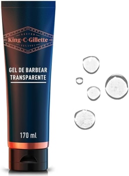 KING C. GILLETTE, Gel de barbear transparente, 170ml, para uso com aparelho de barbear, um barbear preciso, para delinear