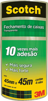 Fita Empacotamento Transparente 45mm X 45m 4 Unidades - Scotch