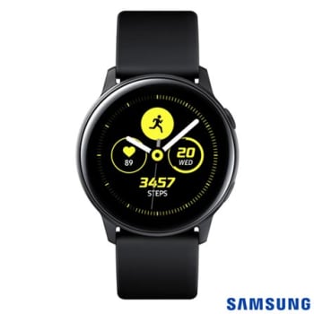 Galaxy Watch Active Samsung Preto com 39,5 mm, Pulseira de Silicone, Bluetooth, NFC e 4GB - SM-R500N...