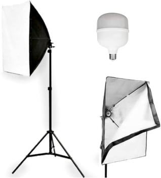 Kit Iluminação Duplo Foto E Video Luz Contínua Softbox