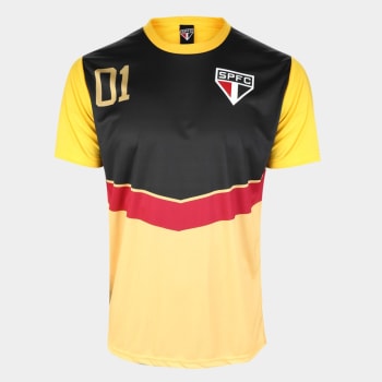 Camisa São Paulo 100 Gols Masculina - Dourado+Preto