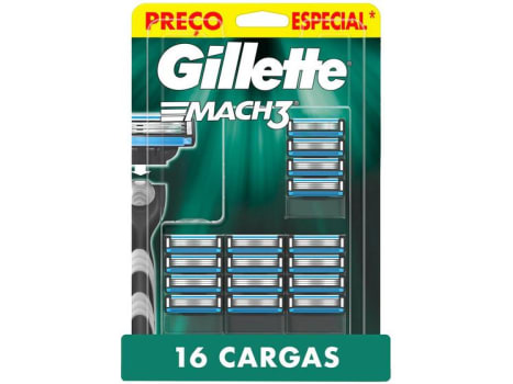 Carga para Aparelho de Barbear Gillette - Mach 3 16 Unidades - Lâmina e Carga para Aparelho de Barbear - Magazine Ofertaesperta