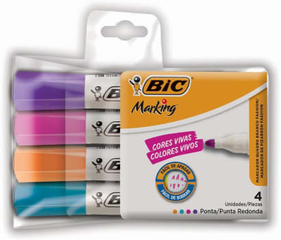 Pincel Marcador De Quadro Branco BIC Markingc/4 Cores Fashion 930094