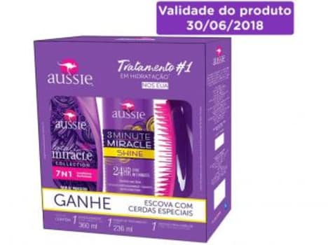 Kit Aussie Total Miracle 7N1 + 3 Minute Miracle - Shine + Escova