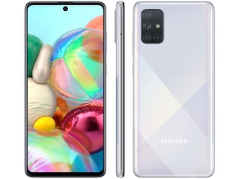 Smartphone Samsung Galaxy A71 128GB Prata 6GB RAM - Tela 6,7” Câm. Quádrupla Câm. + Selfie 32MP