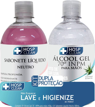 Hosp-Clean Kit Sabonete 500ml + Álcool gel 430g