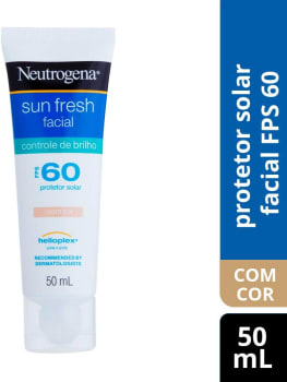 Protetor Solar Sun Fresh Facial Controle de Brilho com Cor FPS 60, Neutrogena, 50Ml