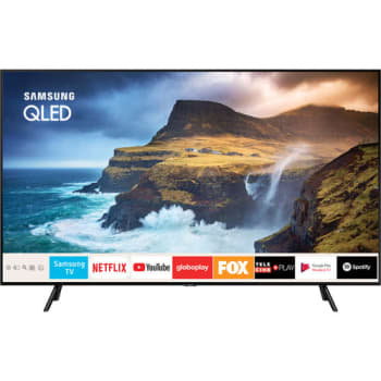 Smart TV QLED 55" Samsung QN55Q70RAGXZD Ultra HD 4K com conversor Digital 4 HDMI 2 USB Wi-Fi Pontos Quânticos 120Hz- Preta