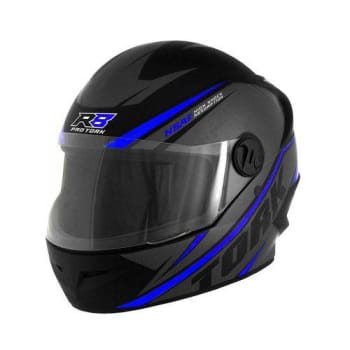 Capacete Fechado New Liberty Four R8 Preto E Azul Pro Tork