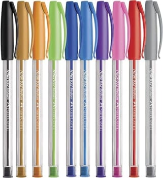 Caneta Esferográfica Colorida, Faber-Castell, Trilux Colors, SM/032ESC10, 10 Cores