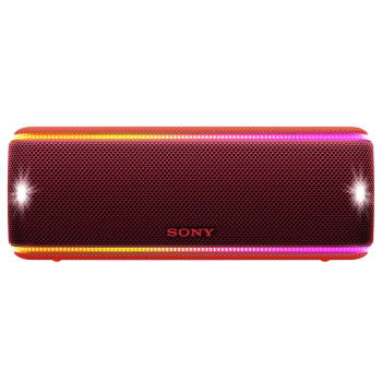 Caixa de Som Portátil Sony SRS-XB31 com Bluetooth, Extra Bass, Iluminação Multicolorida, Efeitos Sonoros, Design a Prova d'água e Poeira - Vermelha