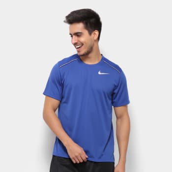 Camiseta Nike DRI-FIT Miler Masculina - Azul e Prata