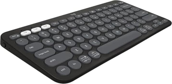 Teclado sem fio Logitech Pebble Keys 2 K380s com Conexão Bluetooth Easy-Switch e Pilha Inclusa - Compatível com PC, Mac, Chrome OS, Android, iOS e Apple TV, Layout US - Grafite