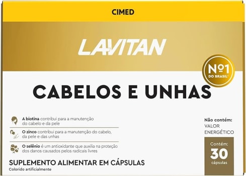 Vitaminas Cabelos e Unhas, Dourados, Lavitan, 30 cápsulas