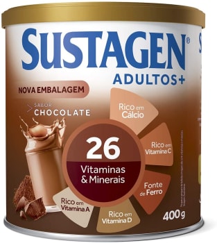 2 Unidades Complemento Alimentar Sustagen Adultos+ Sabor Chocolate - Lata 400g cada