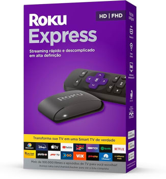 Roku Express | Dispositivo de streaming para TV HD/Full HD compatível com Alexa, Siri e Google. Inclui Cabo HDMI Premium