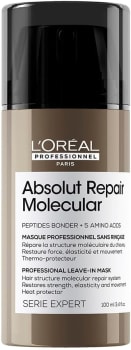 L’Oréal Professionnel Leave-in Absolut Repair Molecular, Repara e Restaura a Força, Protege Contra o Calor, Textura Cremosa, Sem Enxague, Para Todos os Tipos de Cabelos Danificados, SERIE EXPERT, 100ml